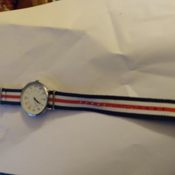 Patriotic Watch Red, White, Blue Round Face silver face Women's Watch